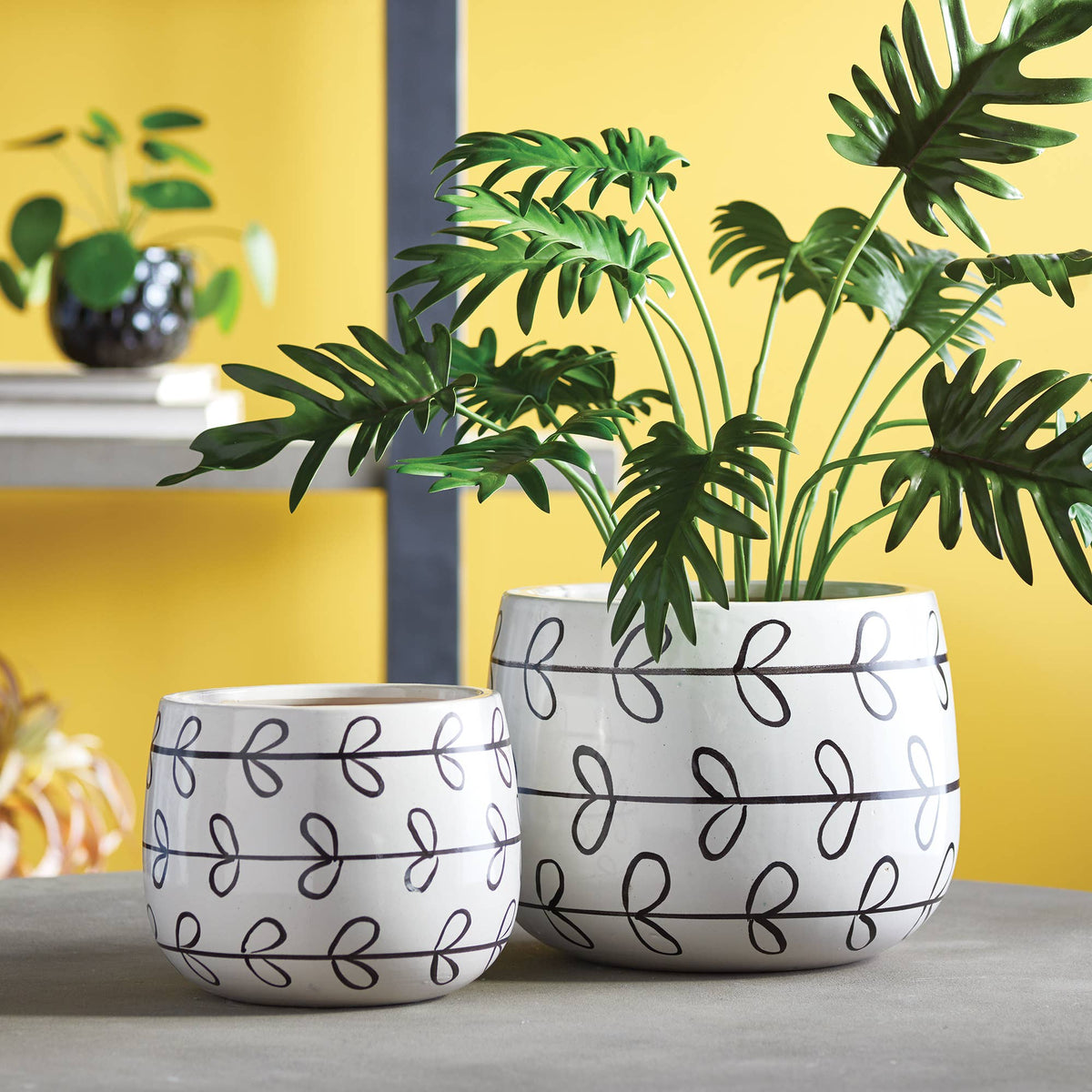Millie Hand-Painted Pots, Set Of 2 - Glass Garden Studio