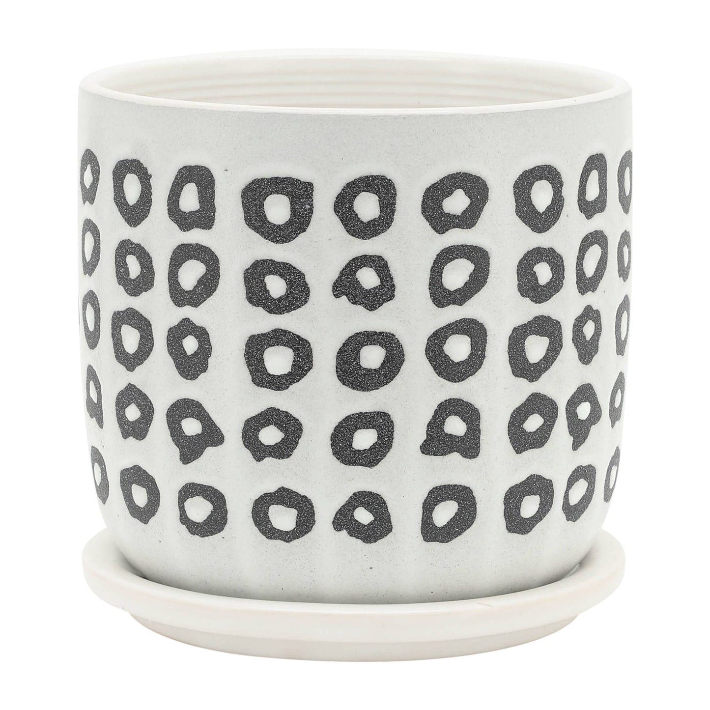 Planters Set of 2 - Black Ceramic Aztec Saucer, 5/6 in.
