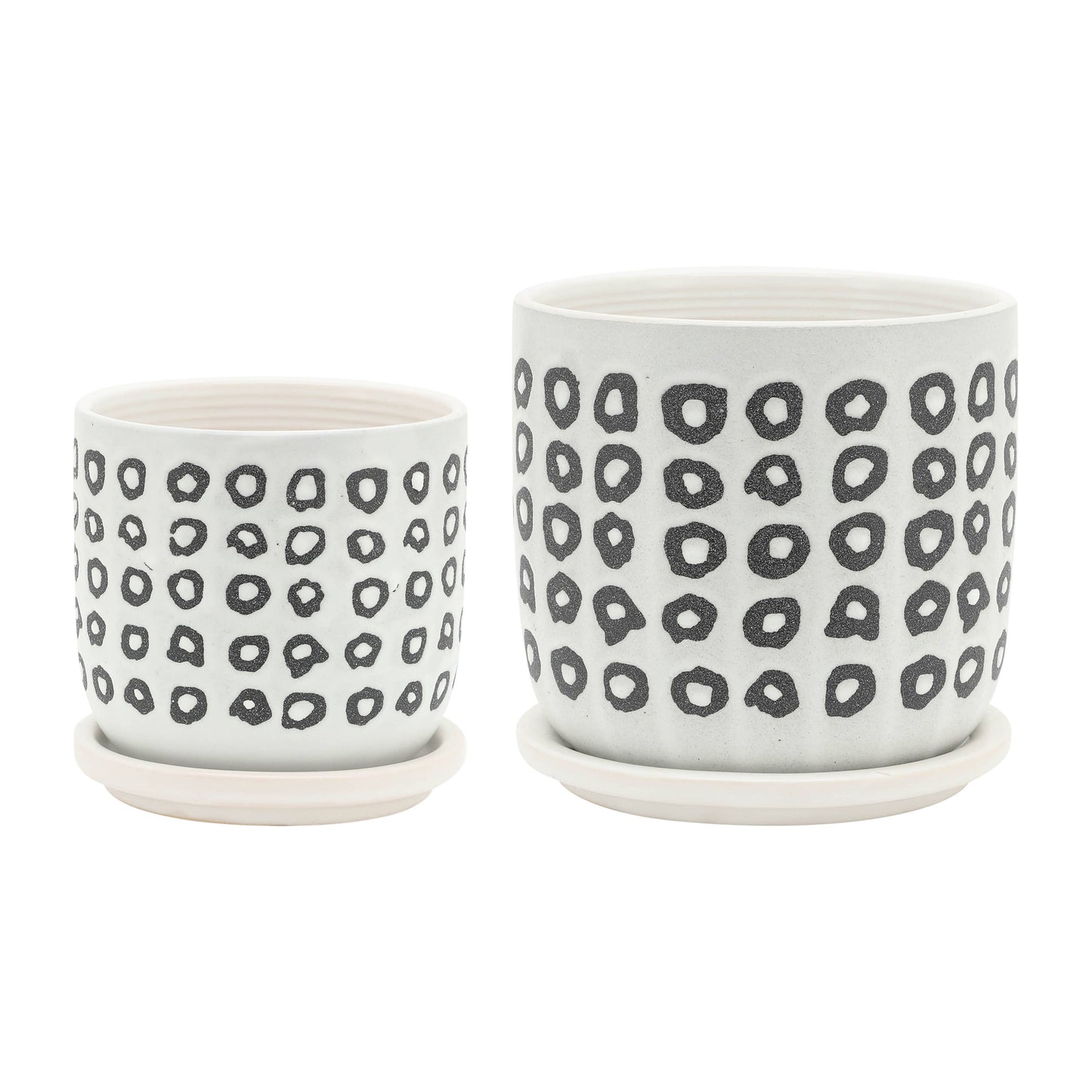 Planters Set of 2 - Black Ceramic Aztec Saucer, 5/6 in.