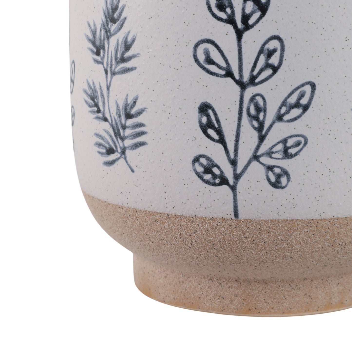 Plant Pot Set of 2 - Blue/White Ceramic Painted Leaf, 6/8 in