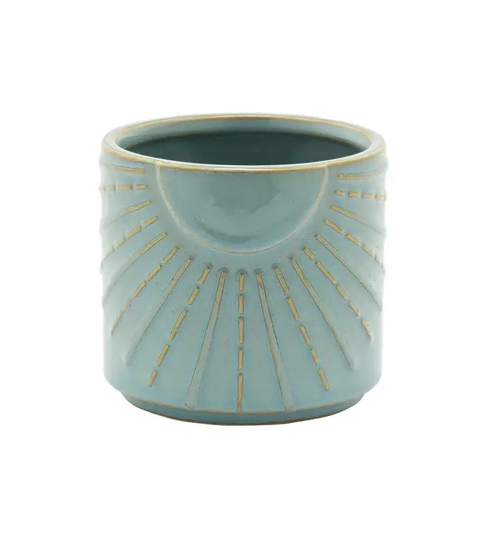 Pot Blue Sunburst 4In