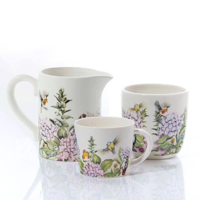 Ceramic Floral Feathered Bird Plant Pot Full Wrap