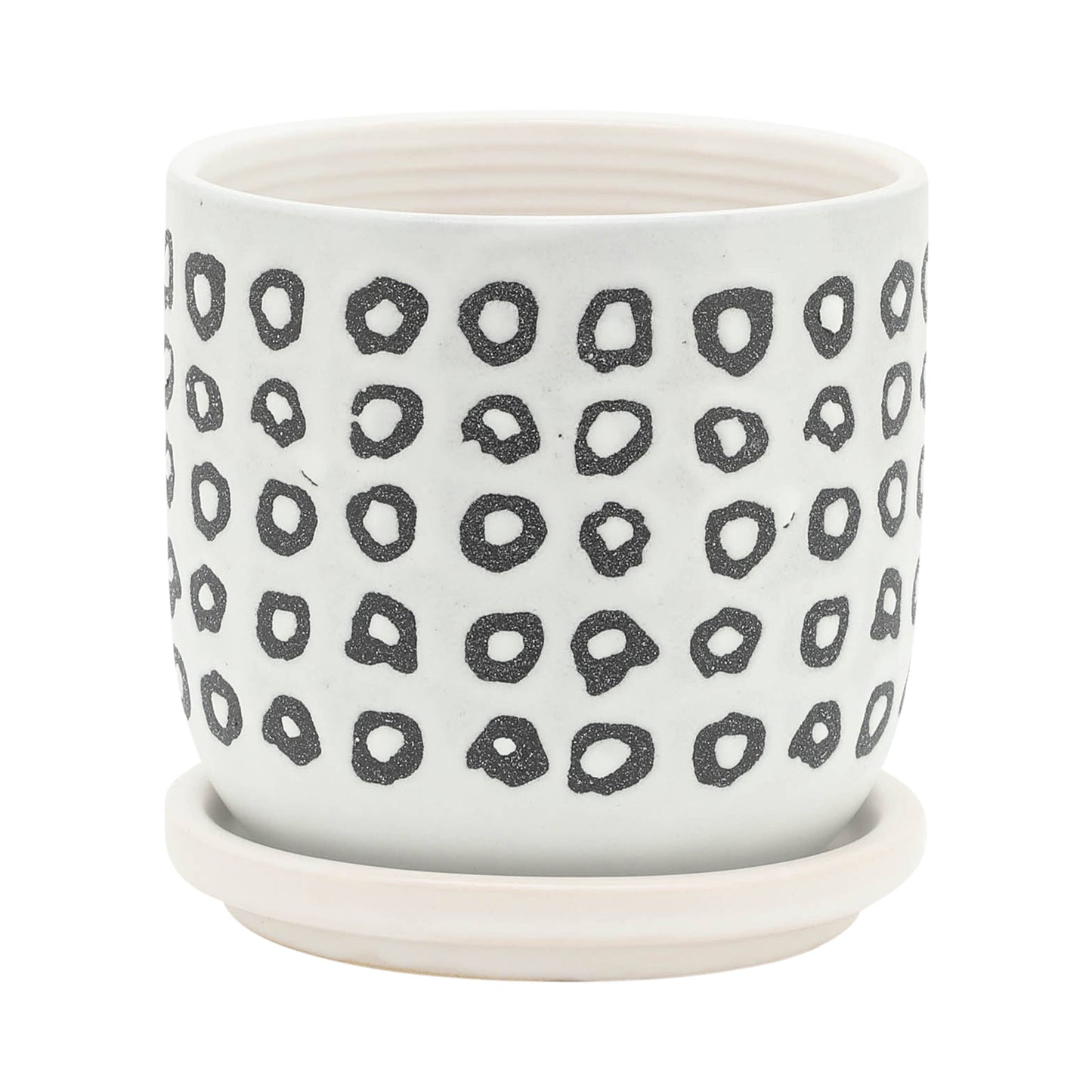 Planters Set of 2 - Black Ceramic Aztec Saucer, 5/6 in.