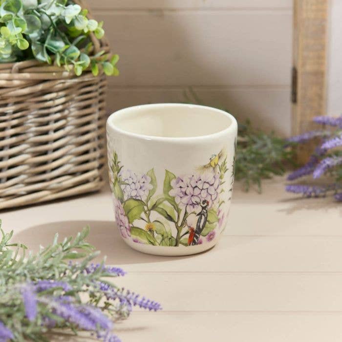 Ceramic Floral Feathered Bird Plant Pot Full Wrap