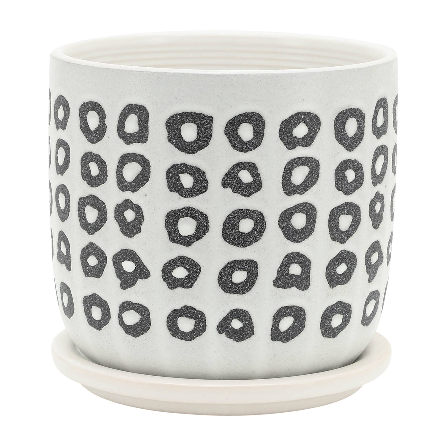 Planters Set of 2 - Black Ceramic Aztec Saucer, 5/6 in.