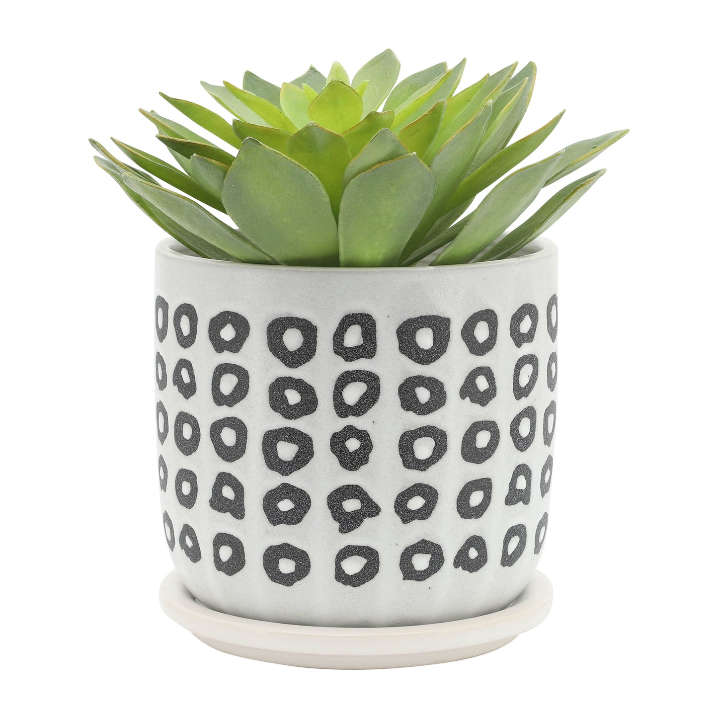 Planters Set of 2 - Black Ceramic Aztec Saucer, 5/6 in.