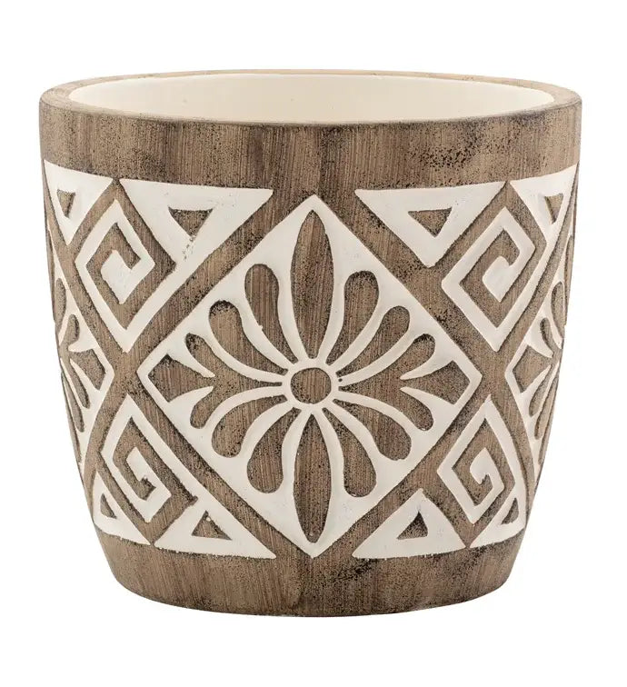 Pot Brown Vertical Stripe 6"