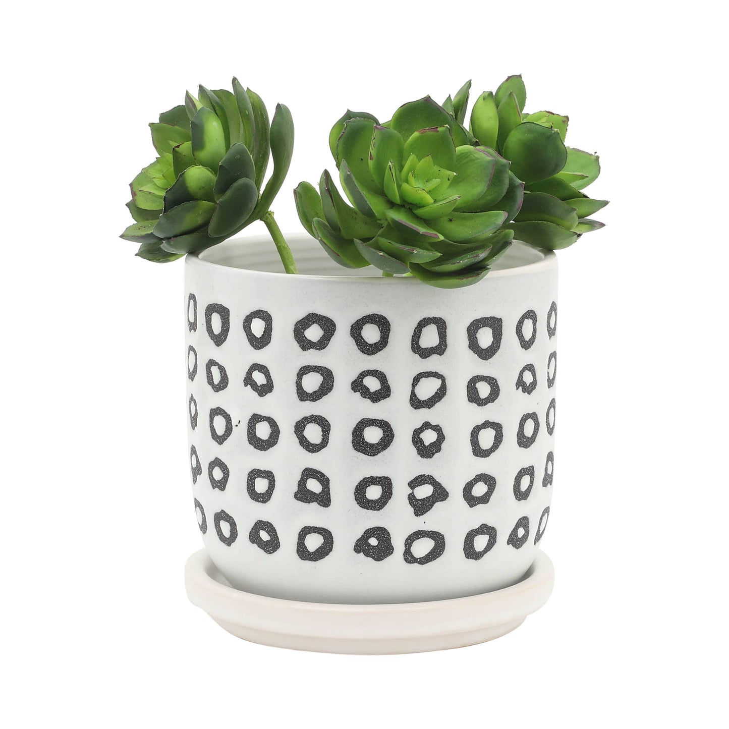 Planters Set of 2 - Black Ceramic Aztec Saucer, 5/6 in.