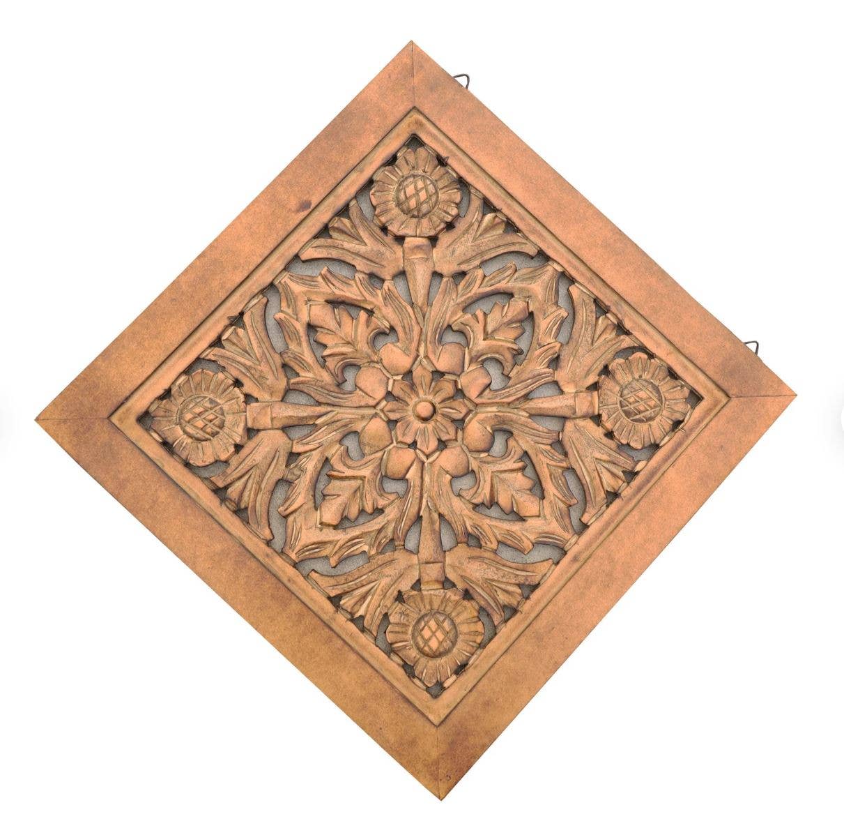Handcrafted Large Lotus Wooden Wall Panel For Home Decor