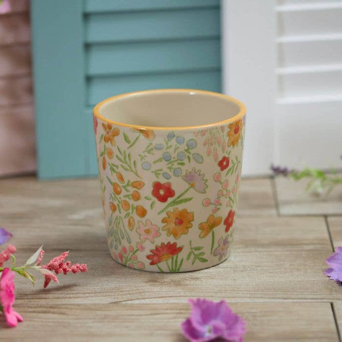 Stoneware Pretty Floral Plant Pot