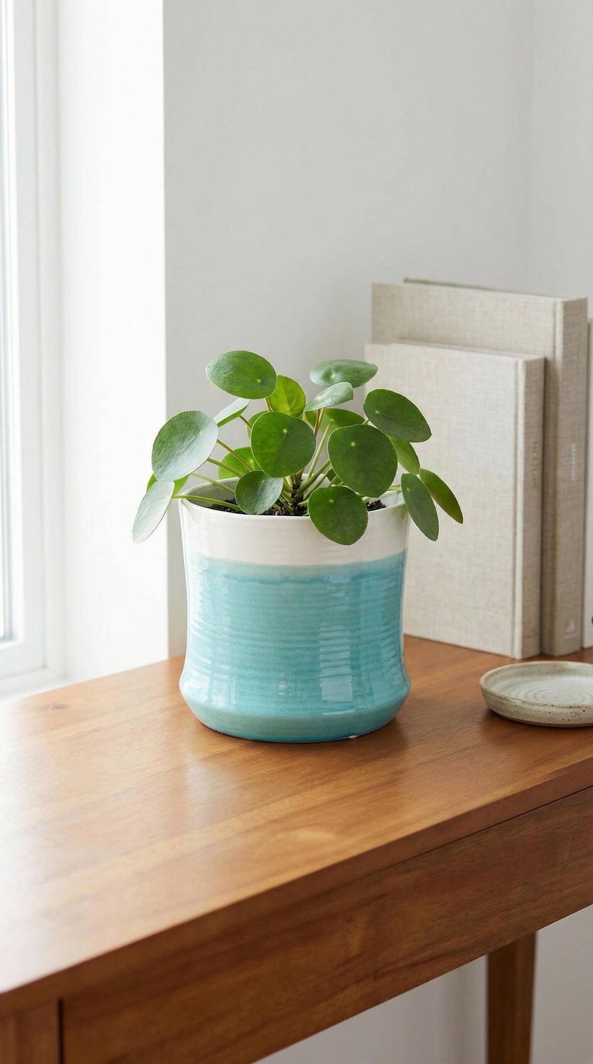 Ceramic Planter Pot, Blue White with Drainage - Aria - Glass Garden Studio