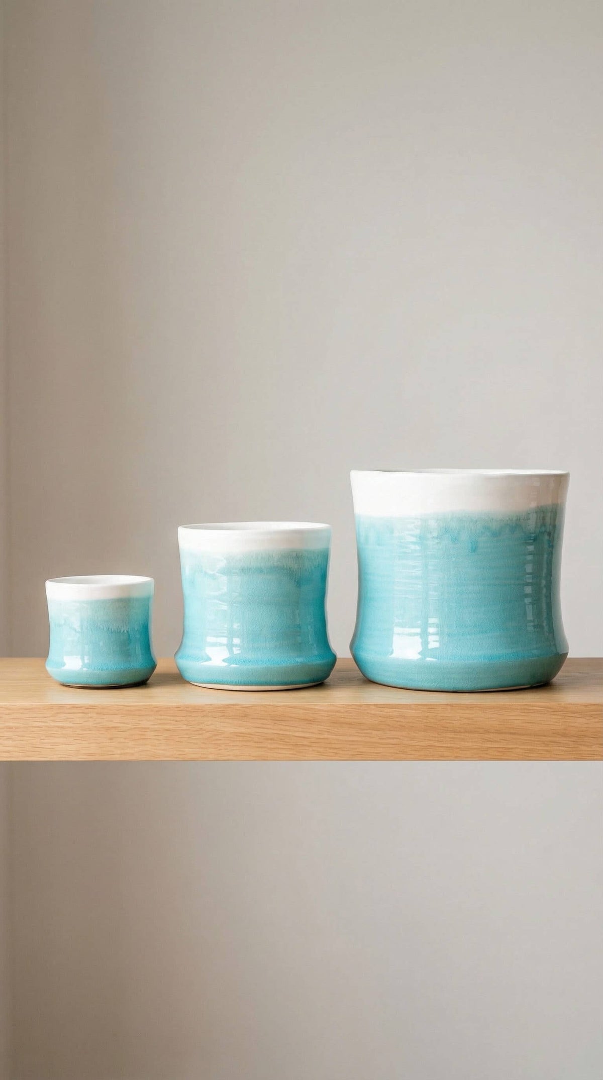 Ceramic Planter Pot, Blue White with Drainage - Aria - Glass Garden Studio