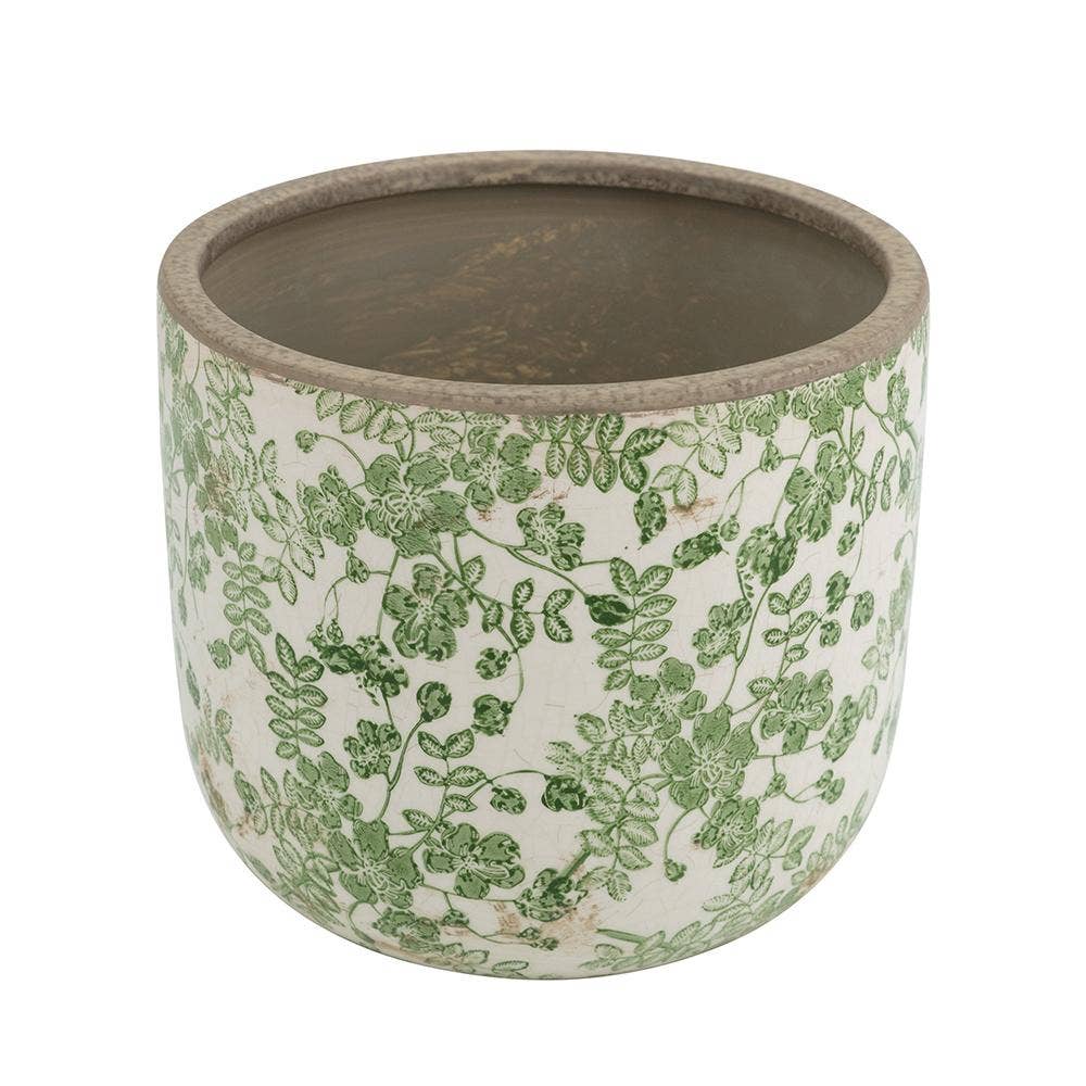 Green Flower Planter 8in - Glass Garden Studio